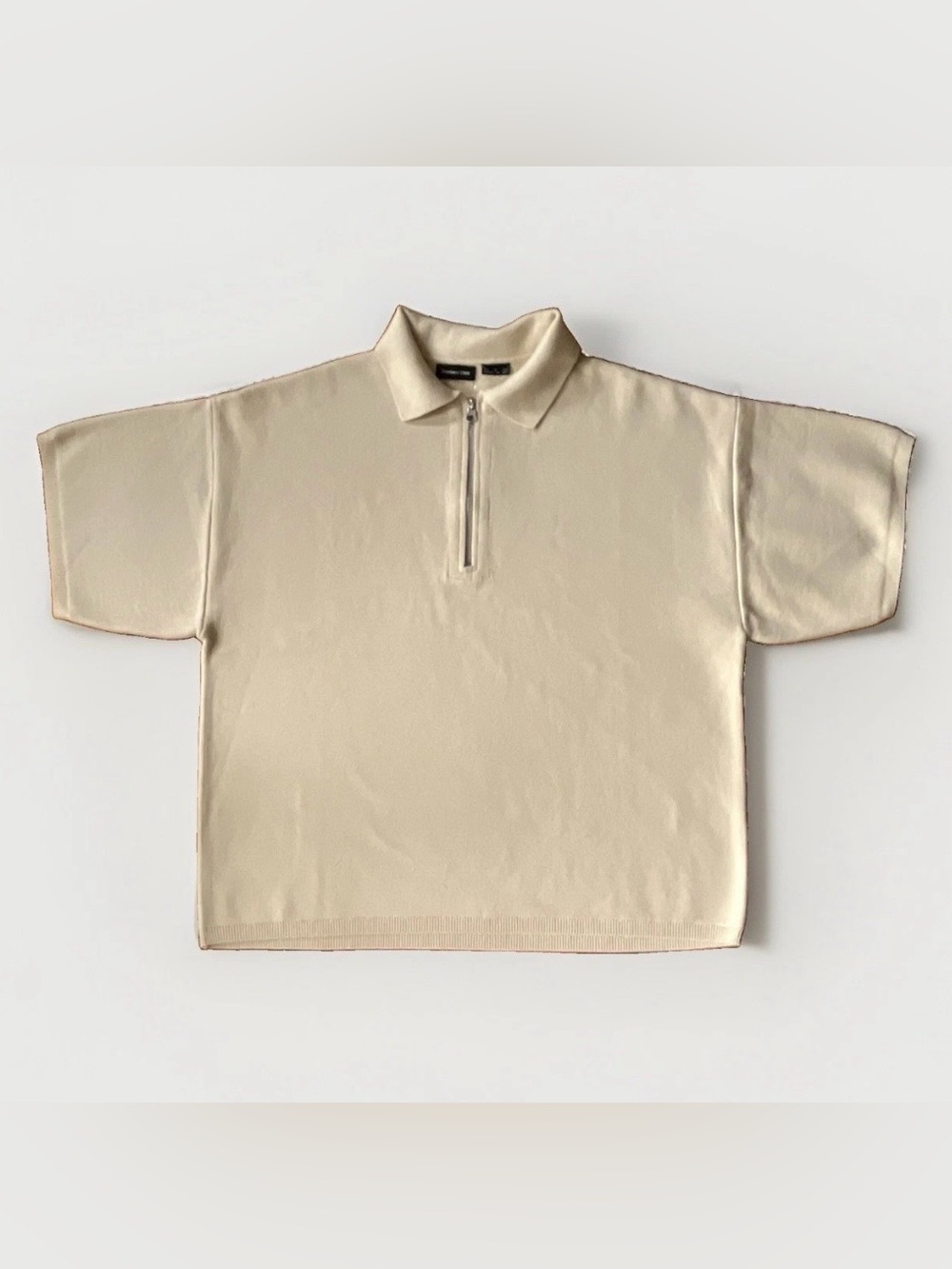 Standard Cloth Kirk Knit Quarter Zip Polo in Cream